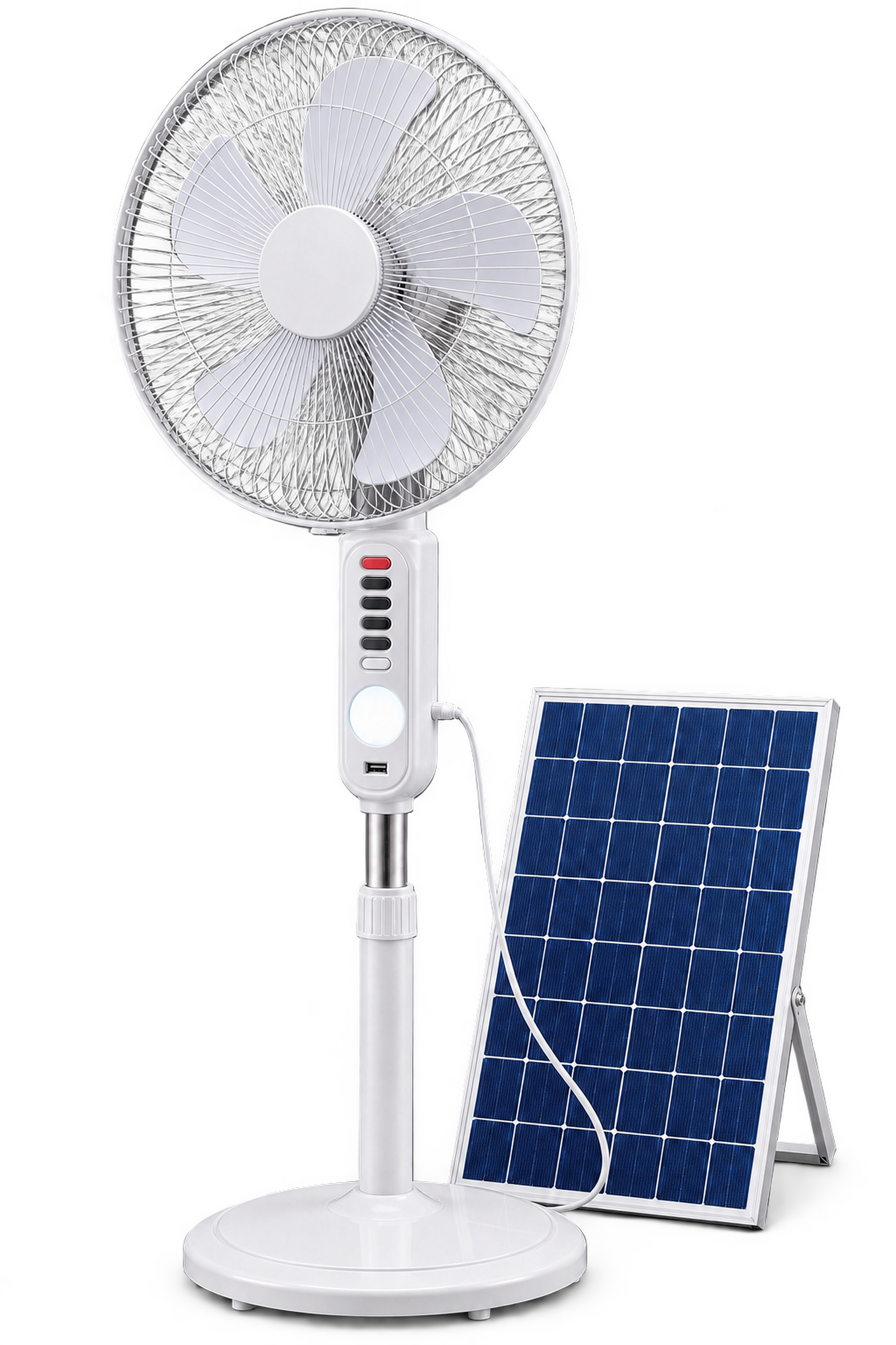 SOLARI white 16-inch solar fan with one solar panel